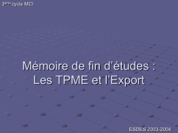 Mémoire de fin d`études: Les TPME et l`Export