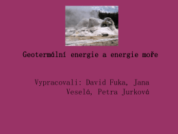 Geotermální energie a energie moře