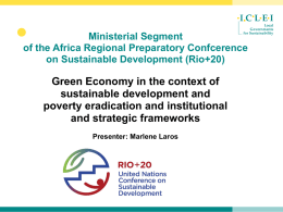 ICLEI presentation on Green economy in the context of sustainable