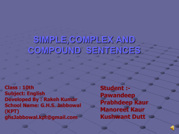 SIMPLE,COMPLEX AND COMPOUND SENTENCES GHS