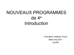 Nouveaux programmes 4e - Académie d`Orléans