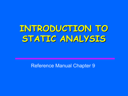 CHAPTER 9 - STATIC ANALYSIS