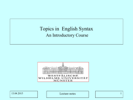 Topics in English Syntax