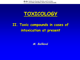 TOXIC COMPOUNDS in ACUTE INTOXICATIONS at PRESENT