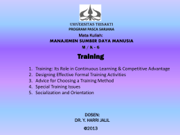 MK-6 Training – 2013 - Universitas Trisakti