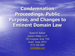 The Use of Eminent Domain in Water Resources Management