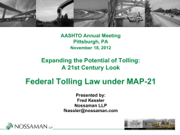 Federal Tolling Law under MAP-21