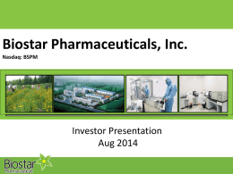 Biostar Pharmaceuticals, Inc.