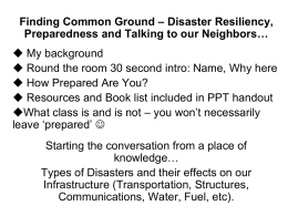 Community Disaster Preparedness and Resiliency