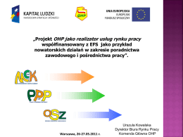 Urszula Kowalska – Projekt OHP jako realizator usług rynku pracy