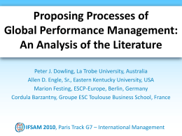 Proposing Processes of Global Performance