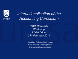 Internationalisation of the accounting curriculum, RMIT