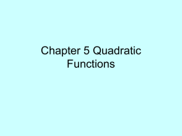 Chapter 5 Quadratic Functions