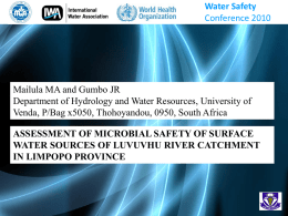 ASSESSMENT OF MICROBIAL SAFETY OF SURFACE WATER