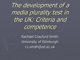 the development of a media plurality test in the UK