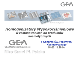 GEA Niro-Soavi Polska - Świat Przemysłu Kosmetycznego