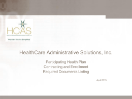 Health Plan Contracting and Enrollment Required Documents List