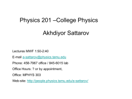 Physics 201 –College Physics