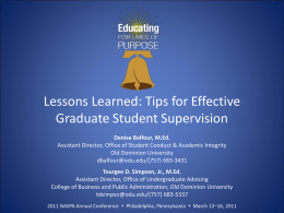 Lessons Learned: Tips for Effective Graduate Student