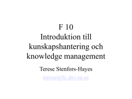 Introduktion till kunskapshantering och knowledge management