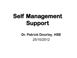 Self Management Support - Disability Federation of Ireland