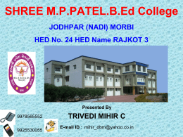 (NADI) MORBI HED No. 24 HED Name RAJKOT 3 Presented By
