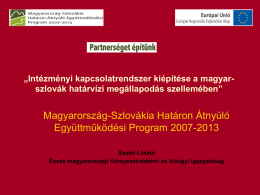 Intézményi kapcsolatrendszer kiépítése a magyar