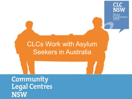 CLCs` work with Asylum Seekers & Refugees in Australia