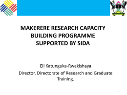 makerere research capacity building programme supported by sida