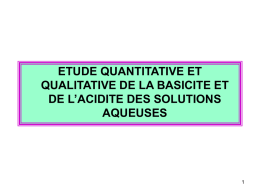 Etude quantitative basicite et acidite des solutions aqueuses