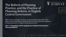 The Reform of Planning Practice & the Practice of Planning Reform