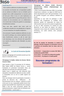 Flash info qualit&eacute; n&deg;9