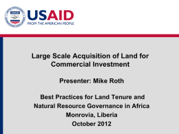 Large Scale Land Acquisitions - Land Tenure and Property Rights