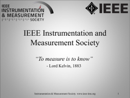 I&M Presentation 2015 - Instrumentation & Measurement Society
