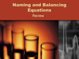 Naming and Balancing Equations
