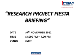 BRIEFING ON RESEARCH PROJECT