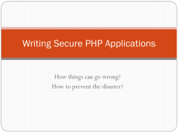 Writing Secure PHP Applications