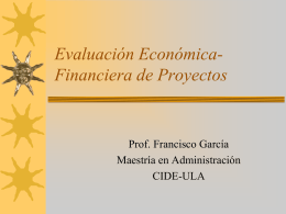 Evaluación Económica-Financiera de Proyectos