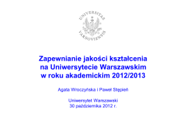 tutaj - Biuro Jakości Kształcenia Uniwersytetu Warszawskiego