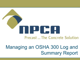 Managing OSHA 300 Log and Summary Report