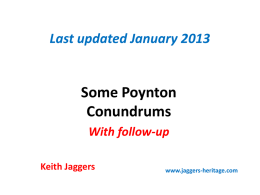 Poynton Conundrums with follow up - jaggers
