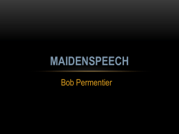 Maidenspeech Bob Permentier