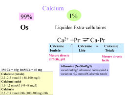 Calcium : Physiopathologie (rappels