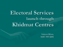 Khidmat Centres - Chief Electoral Officer Jammu & Kashmir