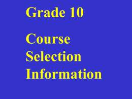 Planning for Grade 11 and Beyond