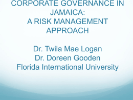 Corporate Governance in Jamaica: A Risk