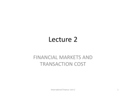 Financial markets - Department of Development Studies