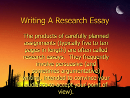 Writing A Research Essay - Mrs.Cordeiro`s Web Page