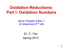Oxidation Numbers - CCBC Faculty Web