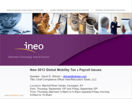 2013 Global Mobility Tax and Payroll Issues